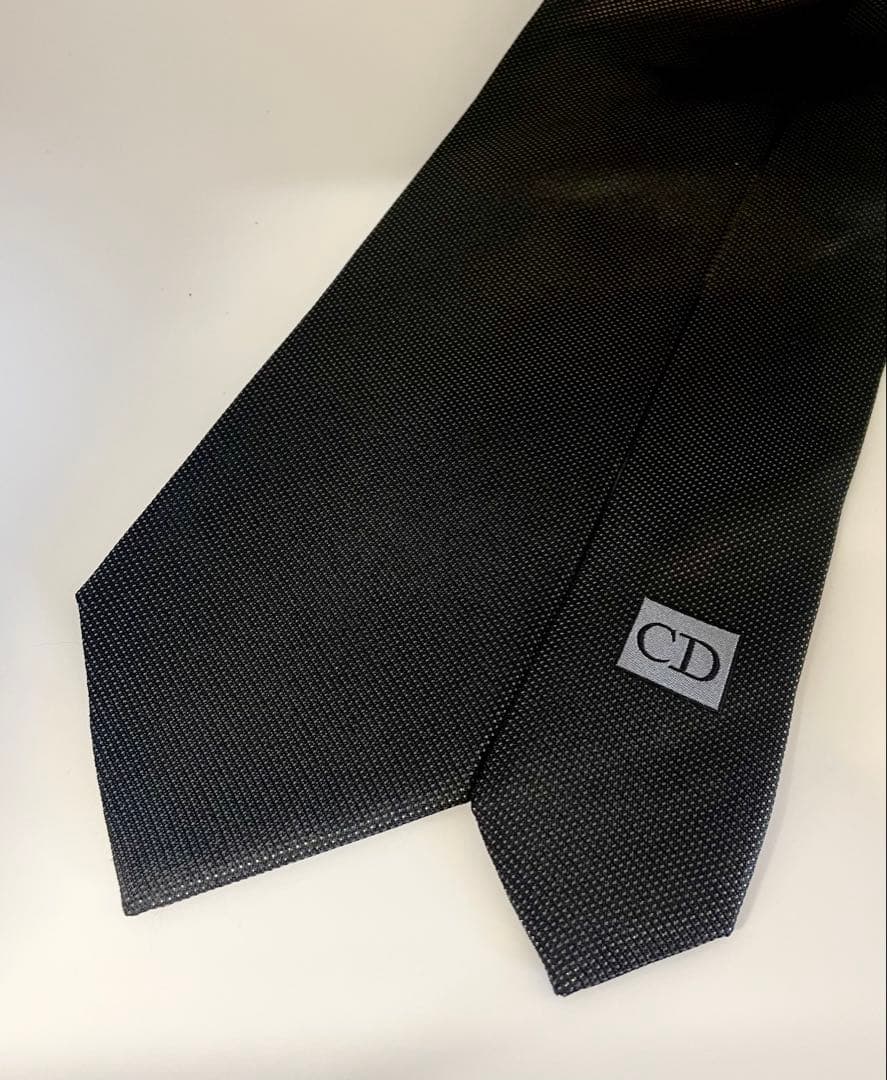 美品 ディオールオム ネクタイ ハイブランド 無地 ブラック エディ期 光沢