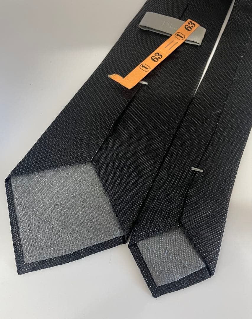 美品 ディオールオム ネクタイ ハイブランド 無地 ブラック エディ期 光沢