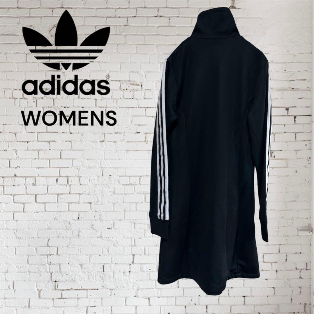 adidas アディダス　レディースジップアップワンピース　ブラック