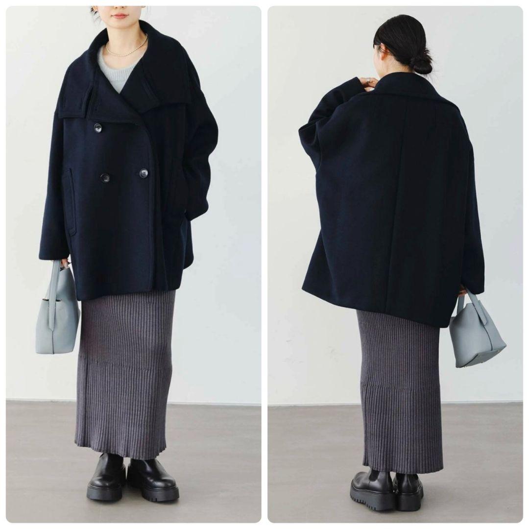 25AW✨　新品タグ付き　NOBLE スタンドカラーオーバーコート ネイビー