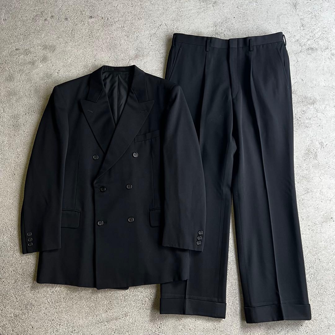 80's~90's ダブルブレスト YZIP ブラック スーツ 成人式 古着