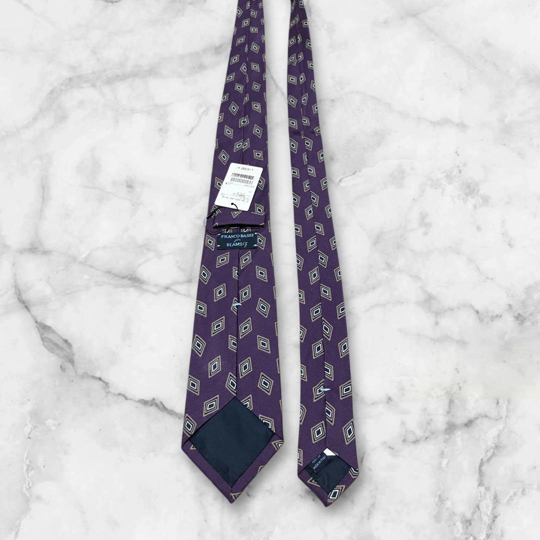 【未使用】FRANCO BASSI　ネクタイ　小紋柄　タグ付き　紫