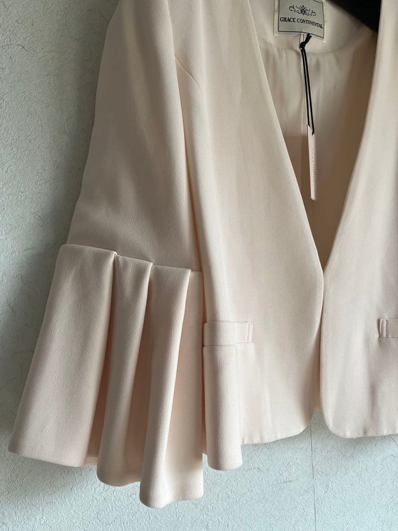 新品タグ付グレースコンチネンタル　ノーカラージャケット　日本製　ラメジョーゼット