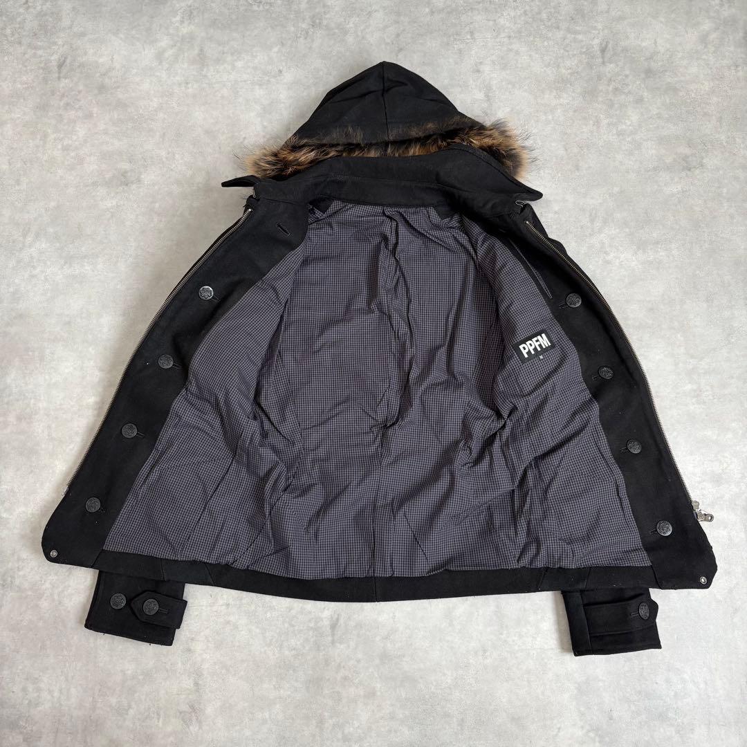 PPFM ナポレオンジャケット M ファー 希少 Y2K 黒 ウール ラクーン