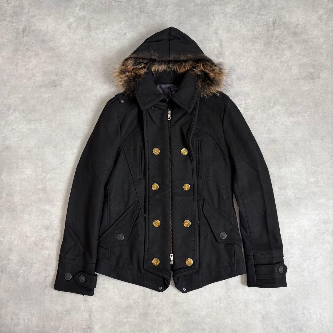 PPFM ナポレオンジャケット M ファー 希少 Y2K 黒 ウール ラクーン