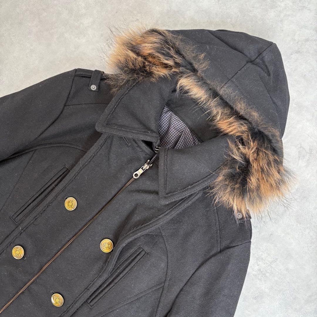 PPFM ナポレオンジャケット M ファー 希少 Y2K 黒 ウール ラクーン