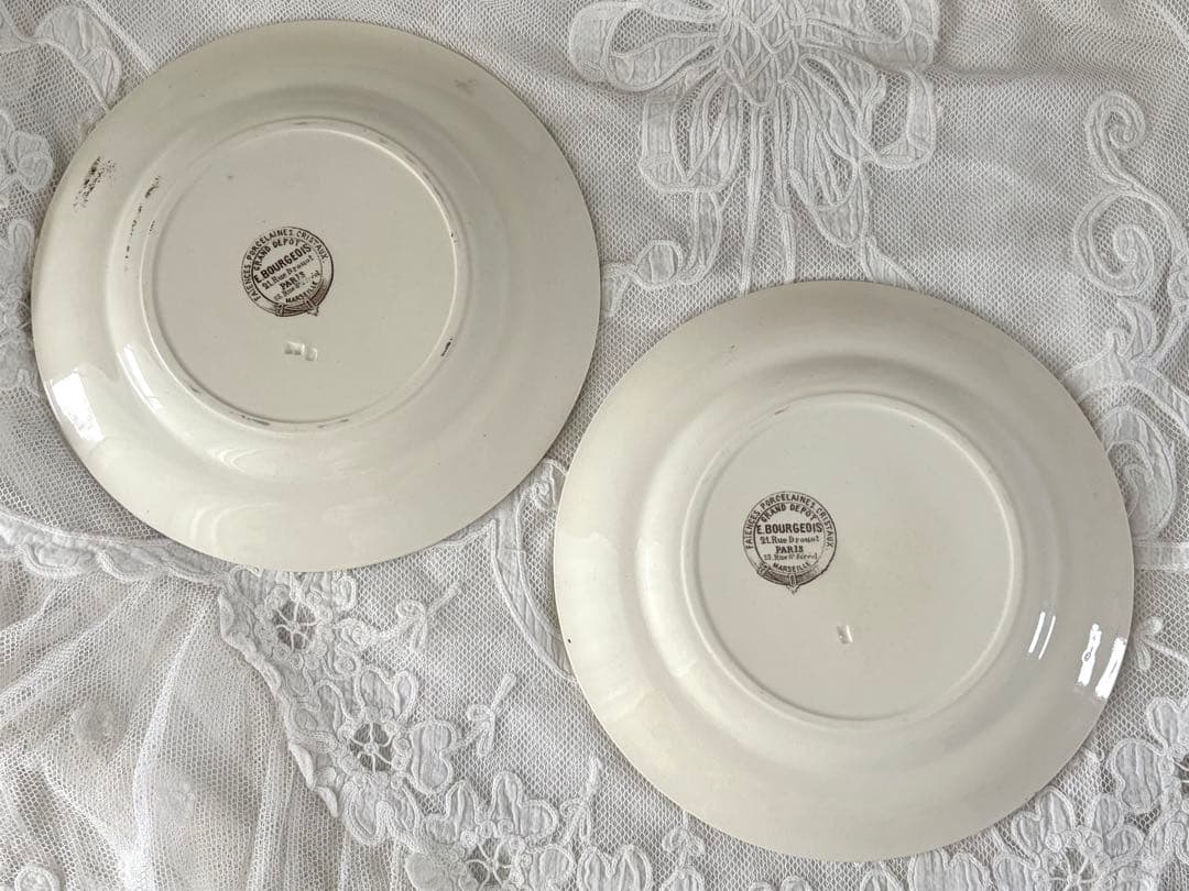 【美品】フランスアンティーク デザートプレート ２枚 エミール・ブルジョワ 平皿