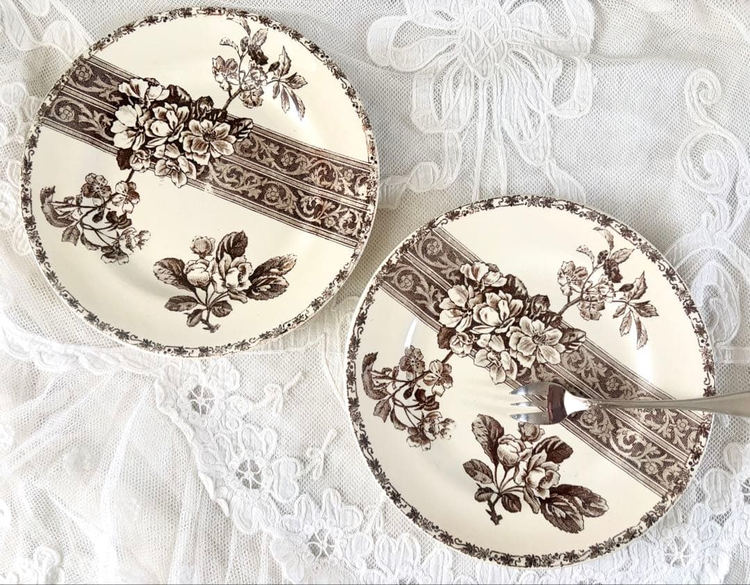 【美品】フランスアンティーク デザートプレート ２枚 エミール・ブルジョワ 平皿