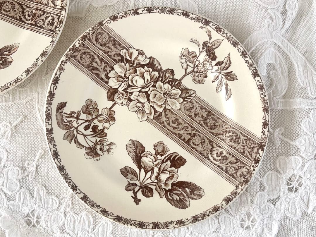 【美品】フランスアンティーク デザートプレート ２枚 エミール・ブルジョワ 平皿