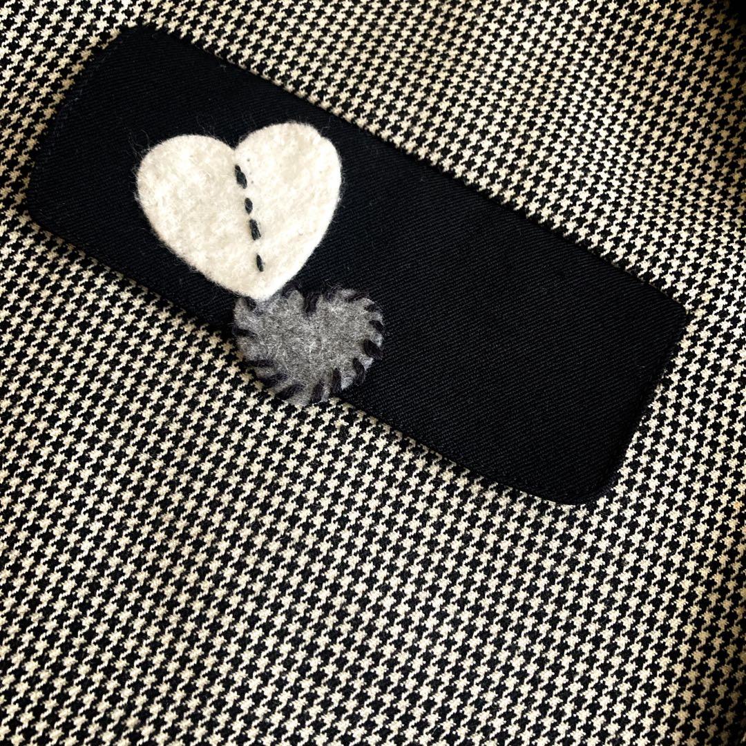 アルベロベロ テーラードジャケット 千鳥格子 刺繍 ハート アシンメトリー 黒