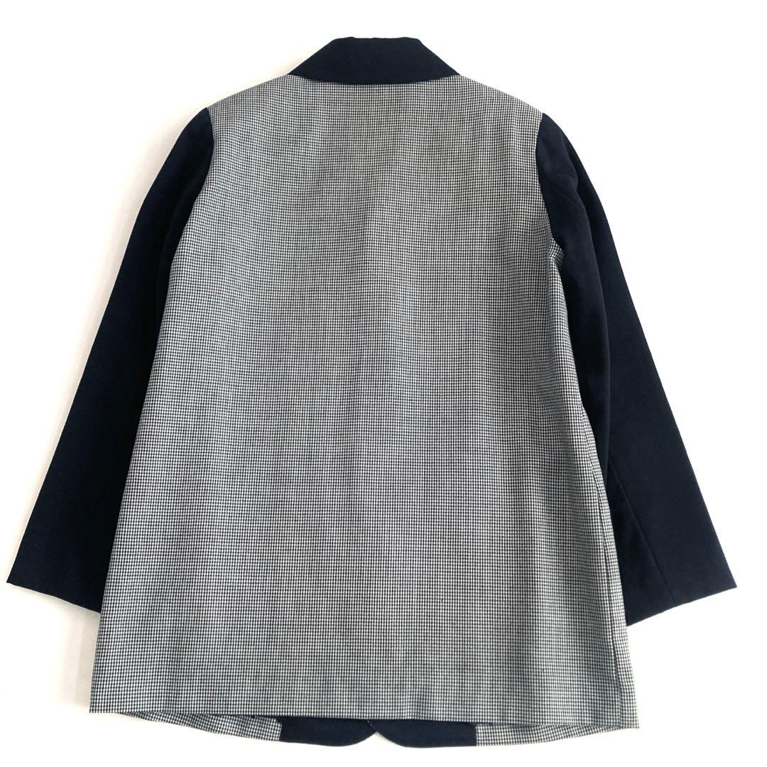 アルベロベロ テーラードジャケット 千鳥格子 刺繍 ハート アシンメトリー 黒