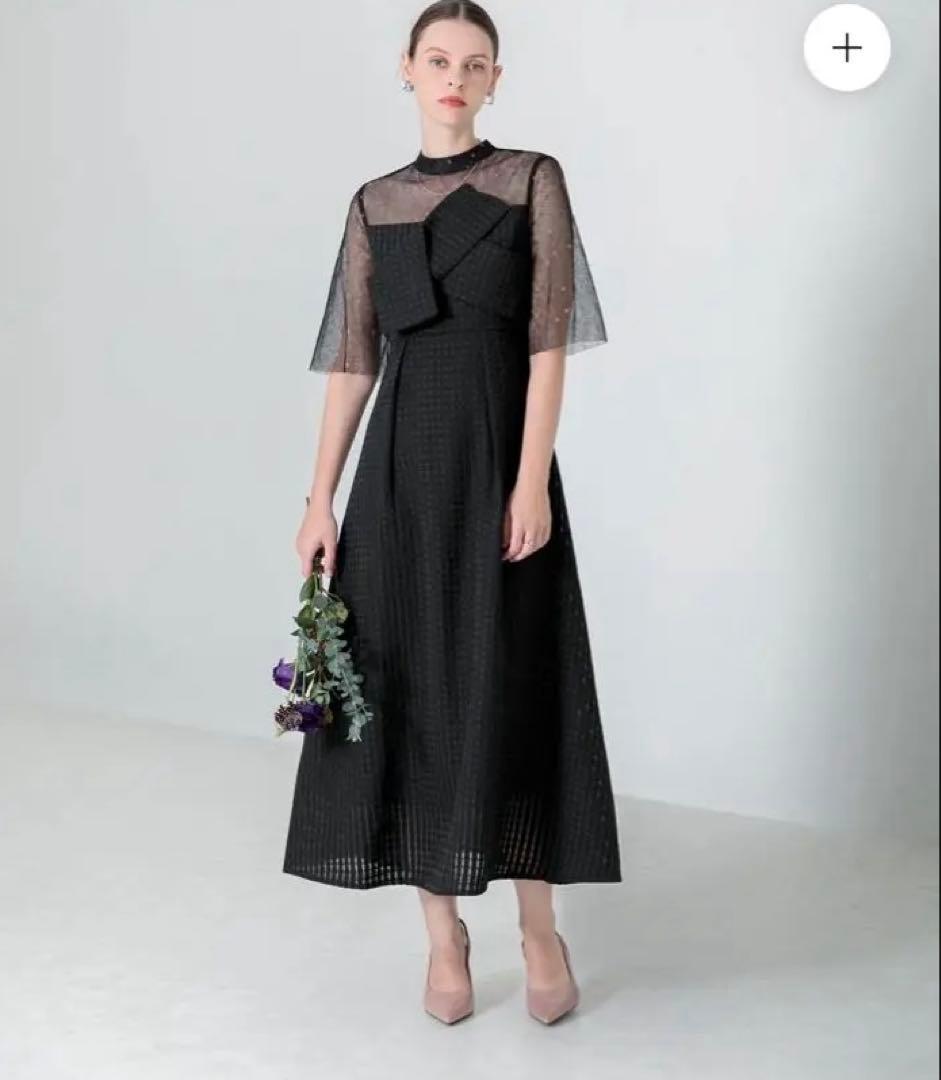 LEJA ブラック ハイネック パーティードレス