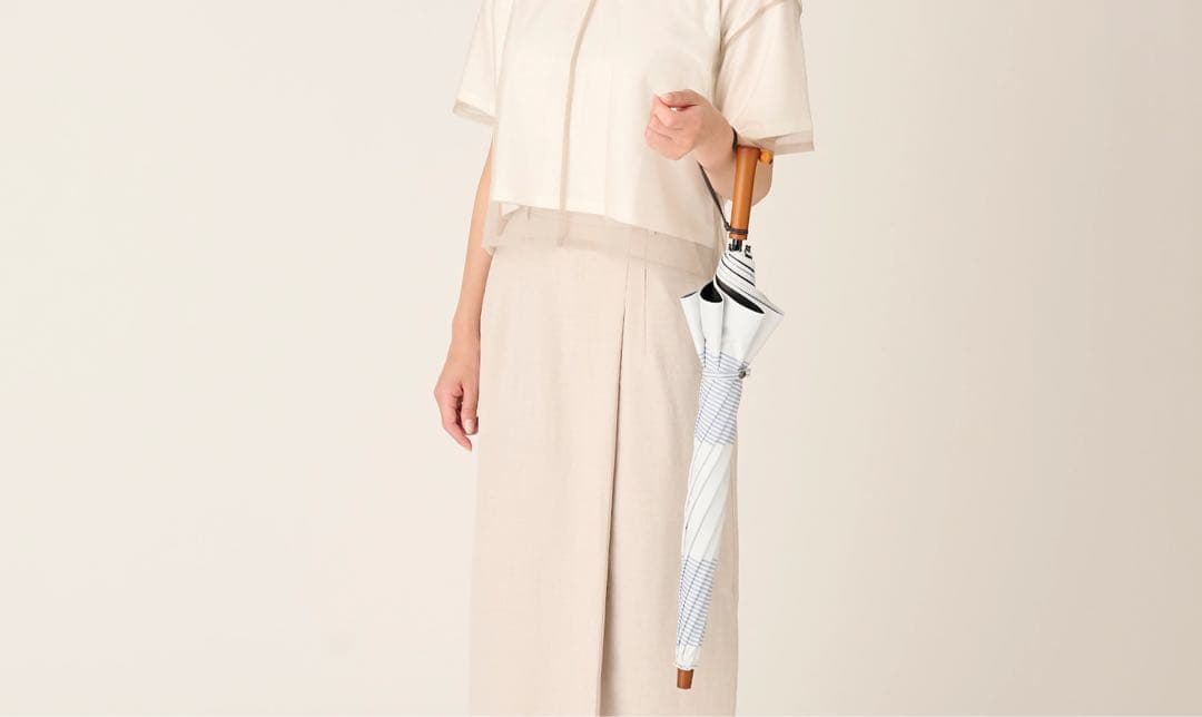 【サンバリア 100】 折りたたみ日傘 ２段折 / ボーダー ブルー