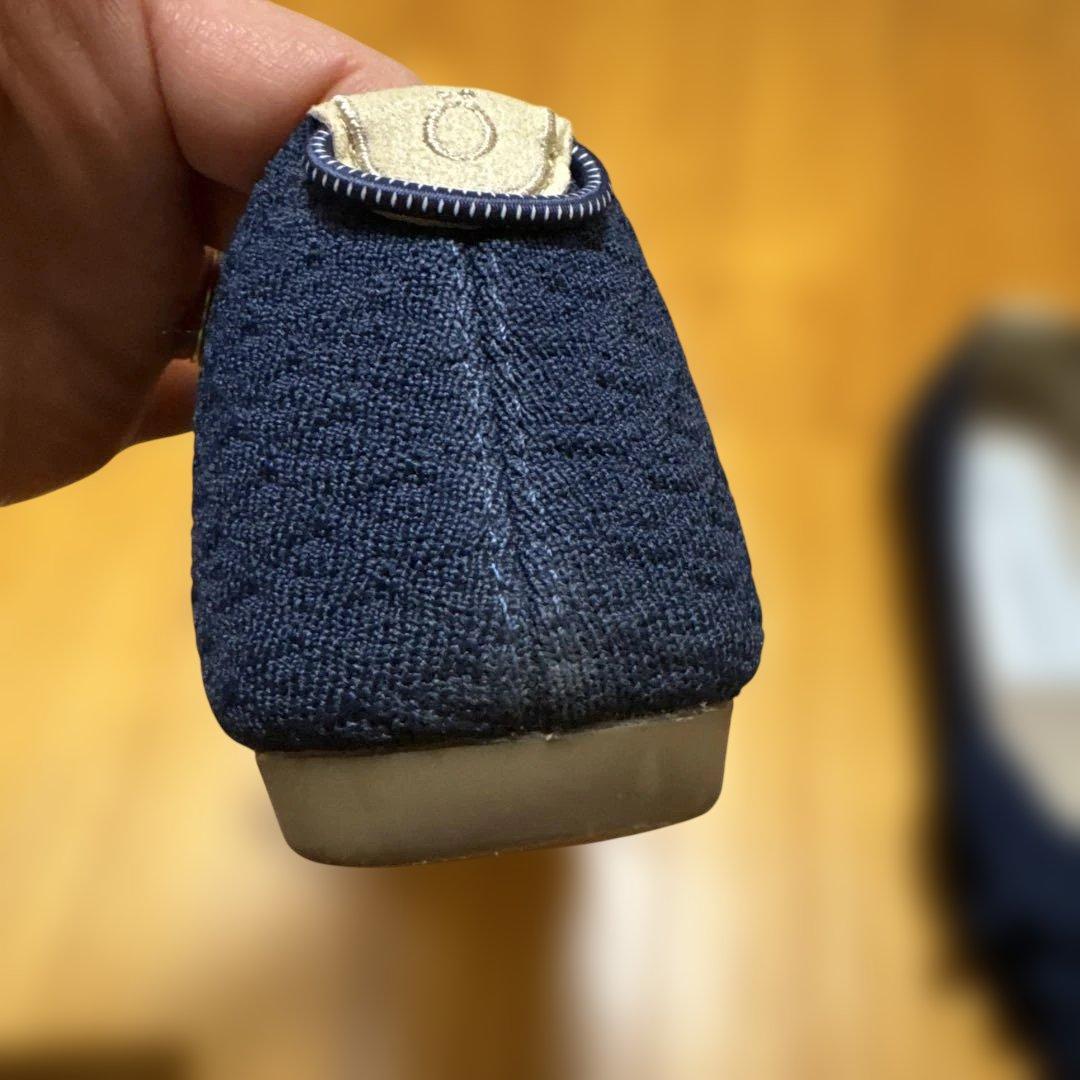 Öffen pointed-frin NAVY 40 フリルパンプスオッフェン