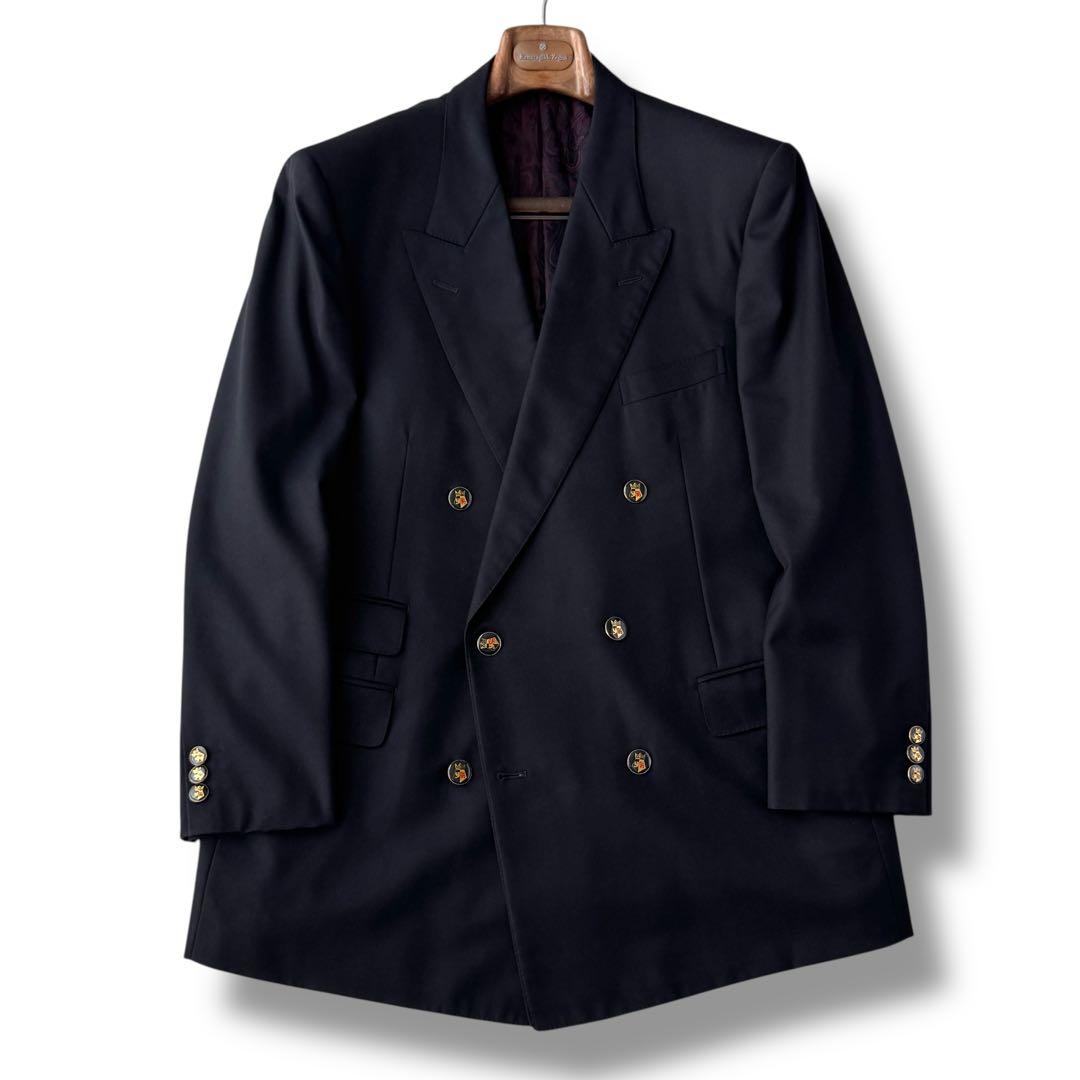 アクアスキュータム ダブル テーラード ジャケット ブレザー ブラック L〜XL