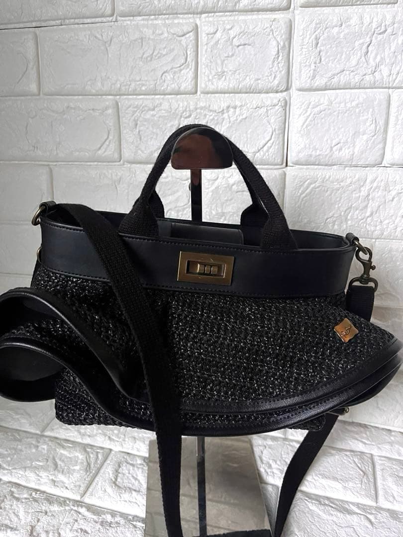 ほぼ新品 RAPTURE ラプチャー セントルーシーラフィアバッグ ミニブラック