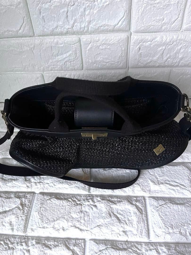 ほぼ新品 RAPTURE ラプチャー セントルーシーラフィアバッグ ミニブラック