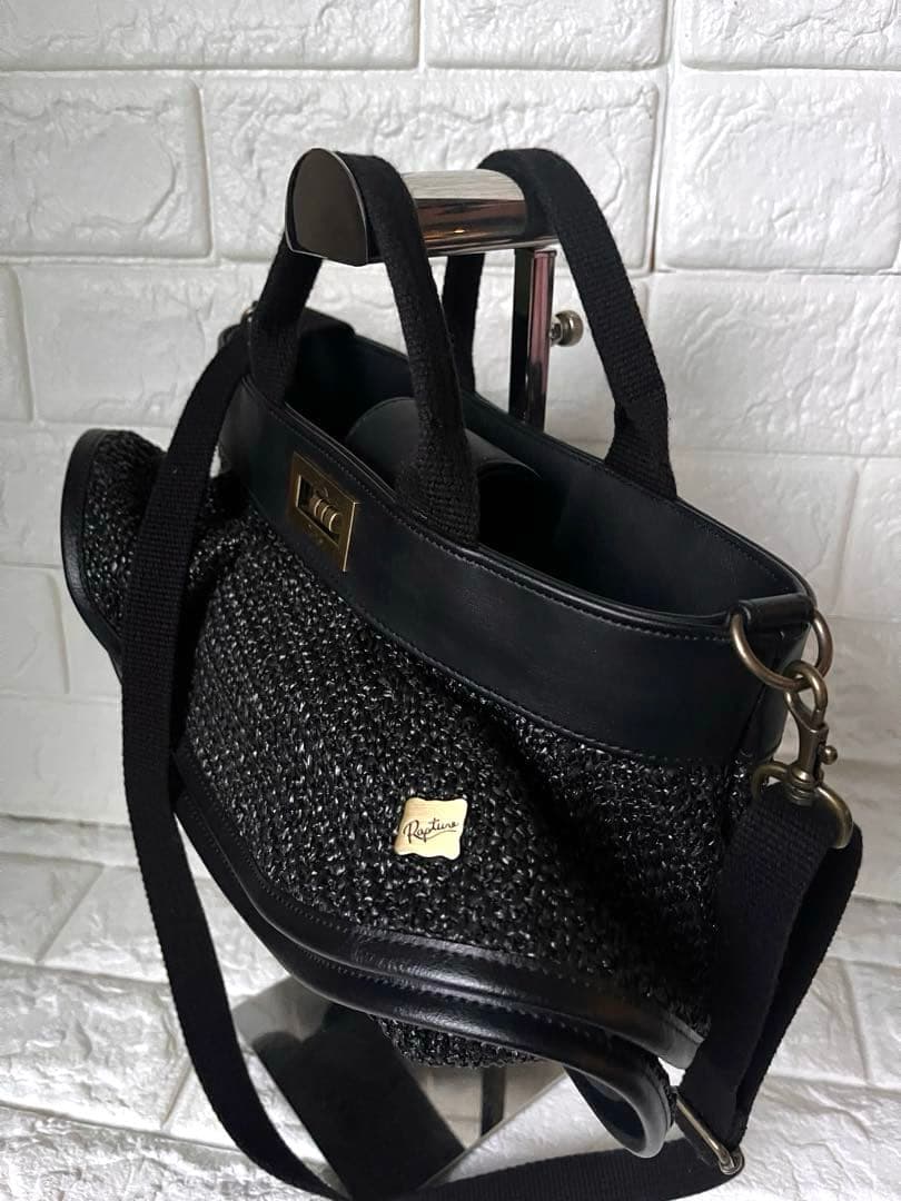 ほぼ新品 RAPTURE ラプチャー セントルーシーラフィアバッグ ミニブラック
