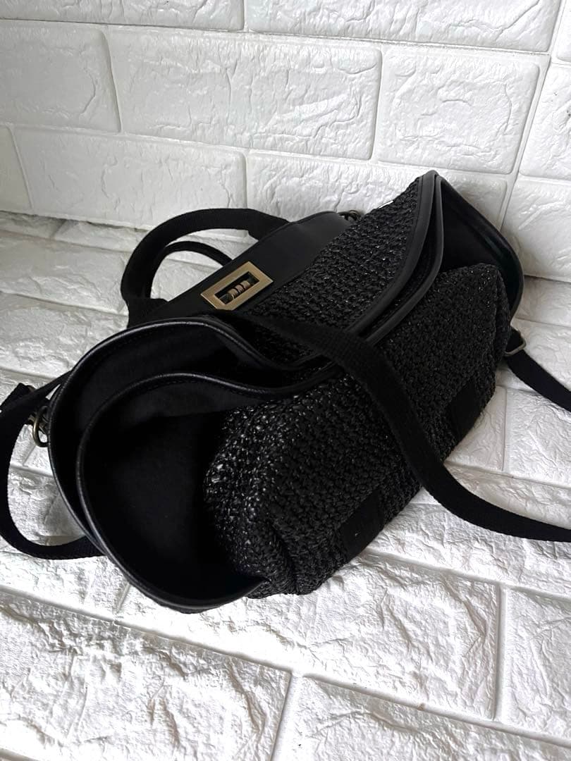 ほぼ新品 RAPTURE ラプチャー セントルーシーラフィアバッグ ミニブラック