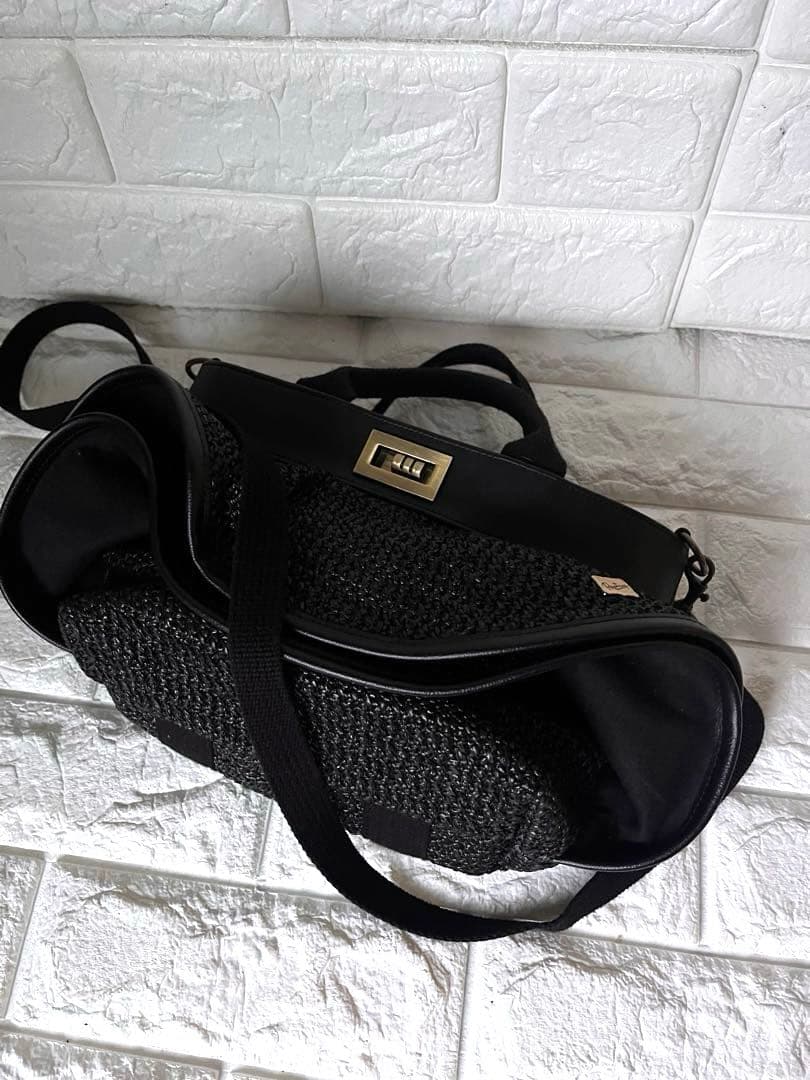 ほぼ新品 RAPTURE ラプチャー セントルーシーラフィアバッグ ミニブラック