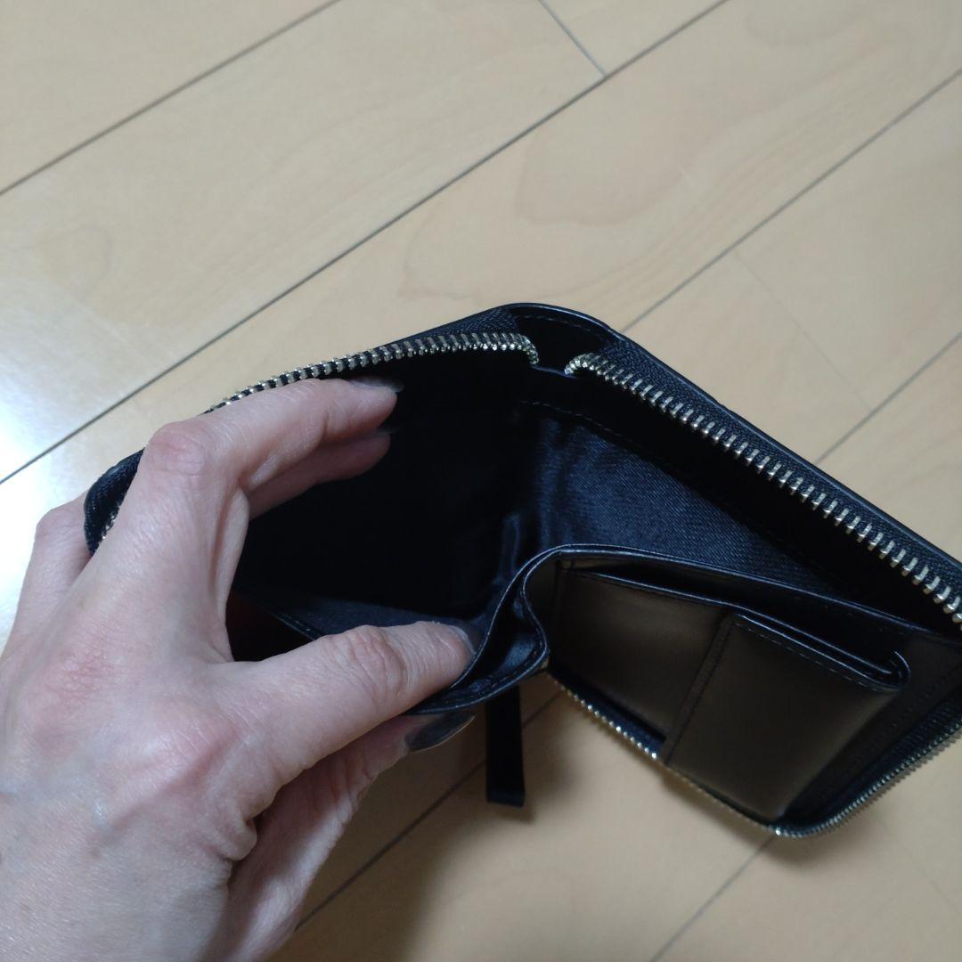 PORTER　レザー二つ折り財布 黒 レザー風 オレンジカードケース付き