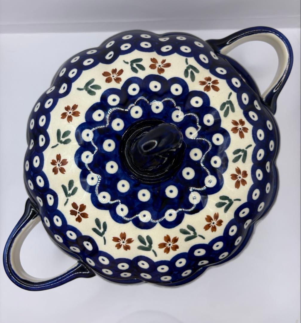 【ポーリッシュポタリー】かぼちゃ型チューリン１点とスープ皿２点の３点セット