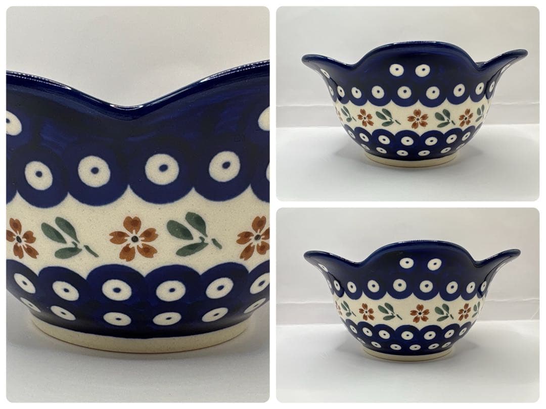 【ポーリッシュポタリー】かぼちゃ型チューリン１点とスープ皿２点の３点セット