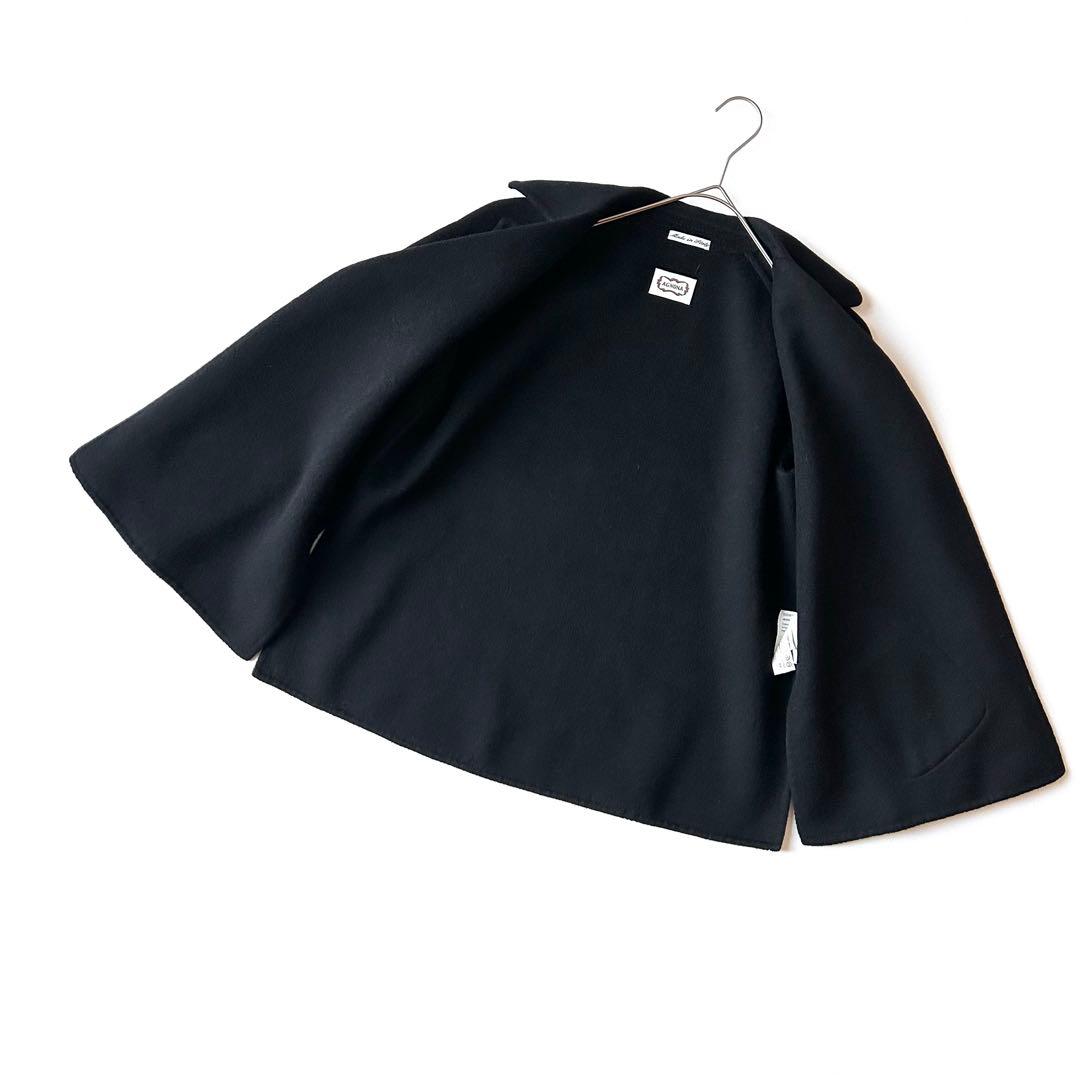 3039y美品 アニオナ カシミヤ混ダブルフェイスジャケット L 黒 イタリア製