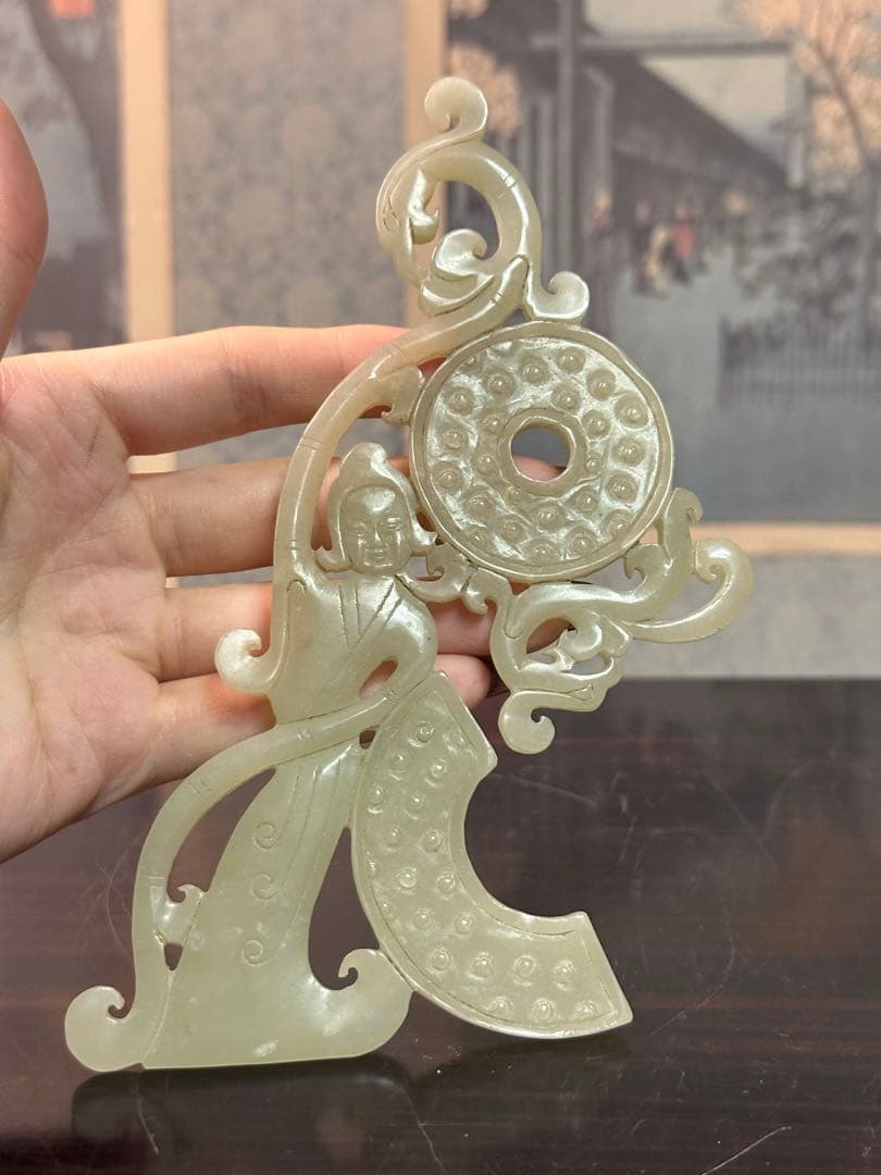 砡雕刻 人物砡雕刻 中國古美術 重 74g