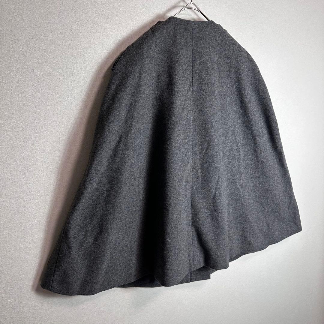 アドーア　ポンチョ　コート　グレー　エポレット　ノーカラー　ケープコート　M
