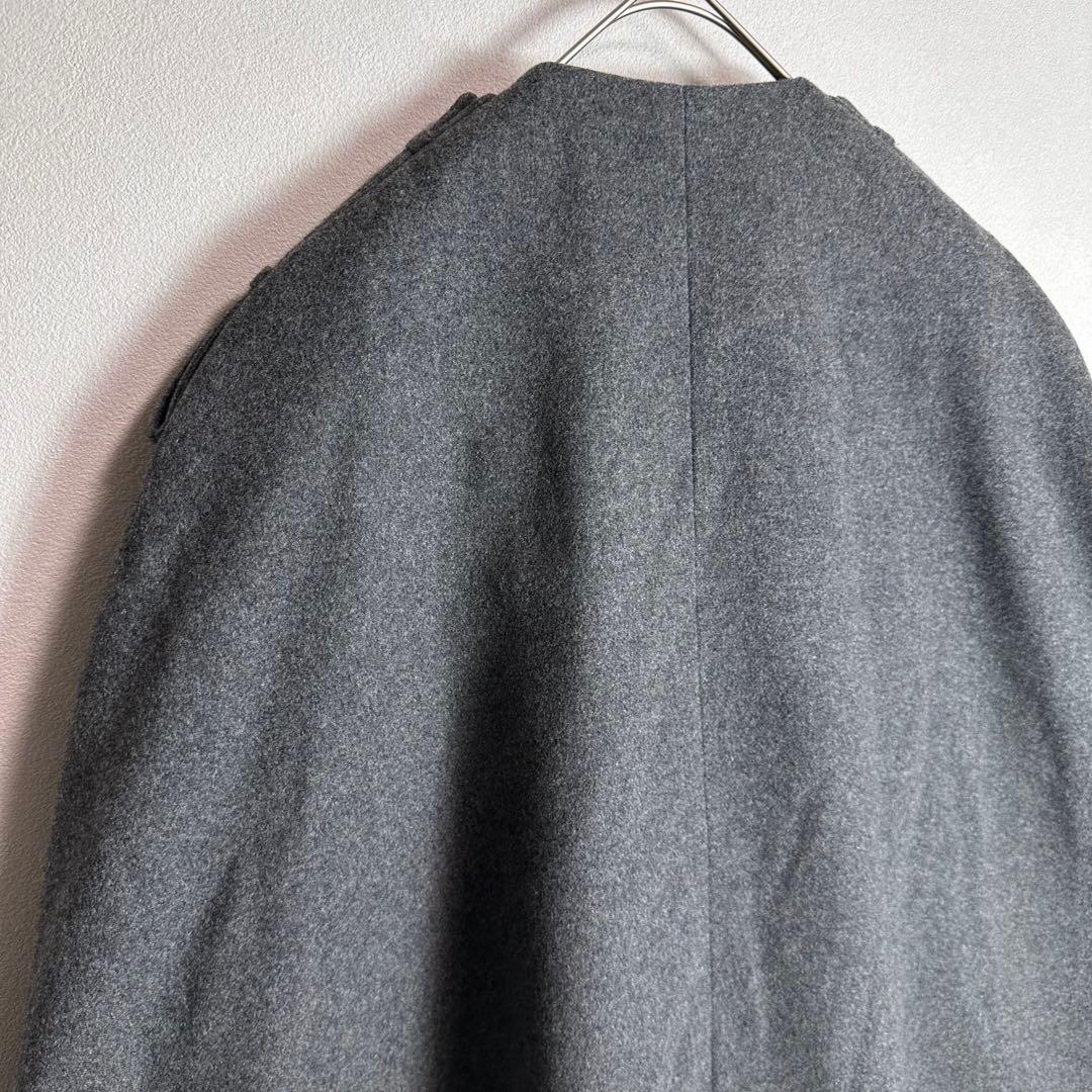 アドーア　ポンチョ　コート　グレー　エポレット　ノーカラー　ケープコート　M