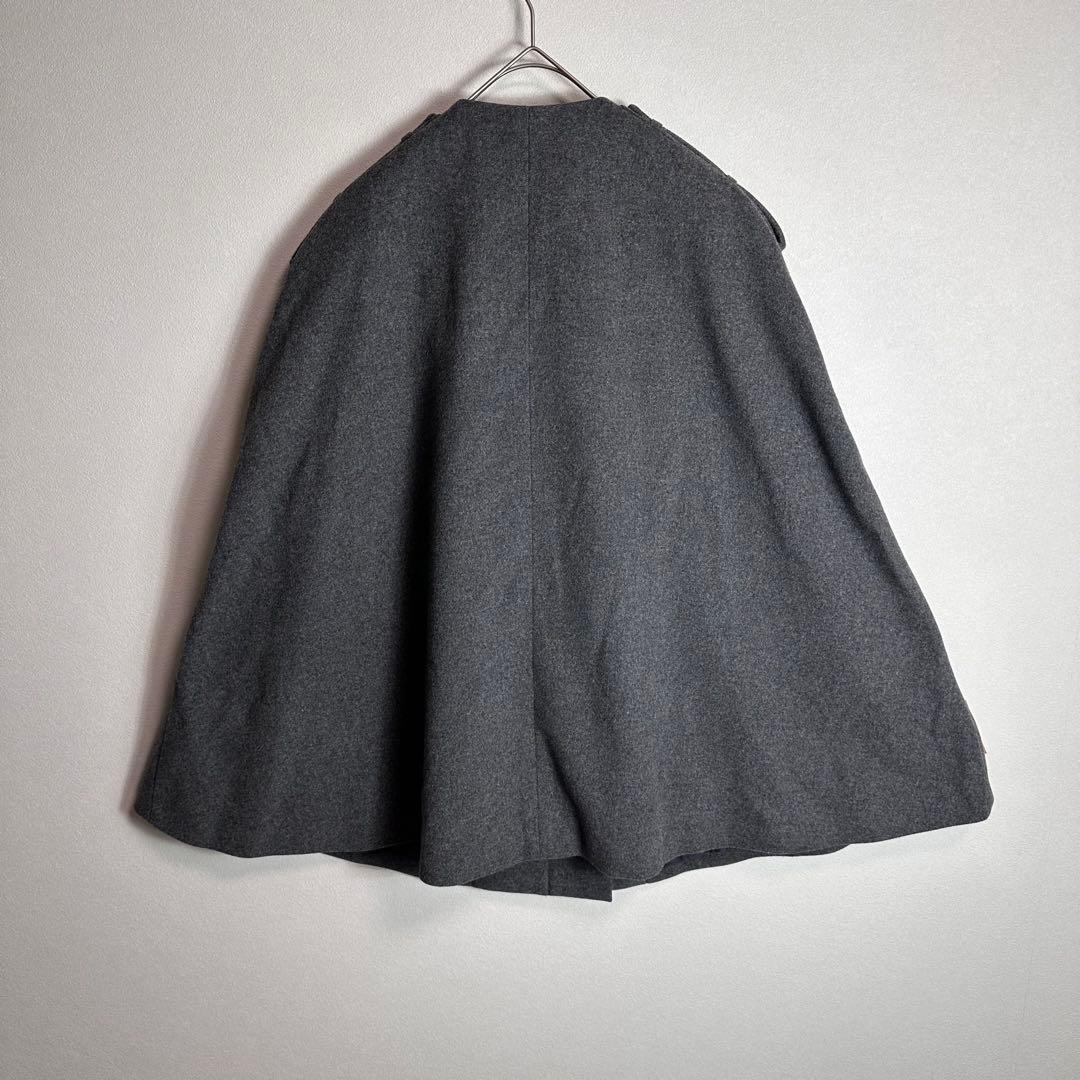 アドーア　ポンチョ　コート　グレー　エポレット　ノーカラー　ケープコート　M