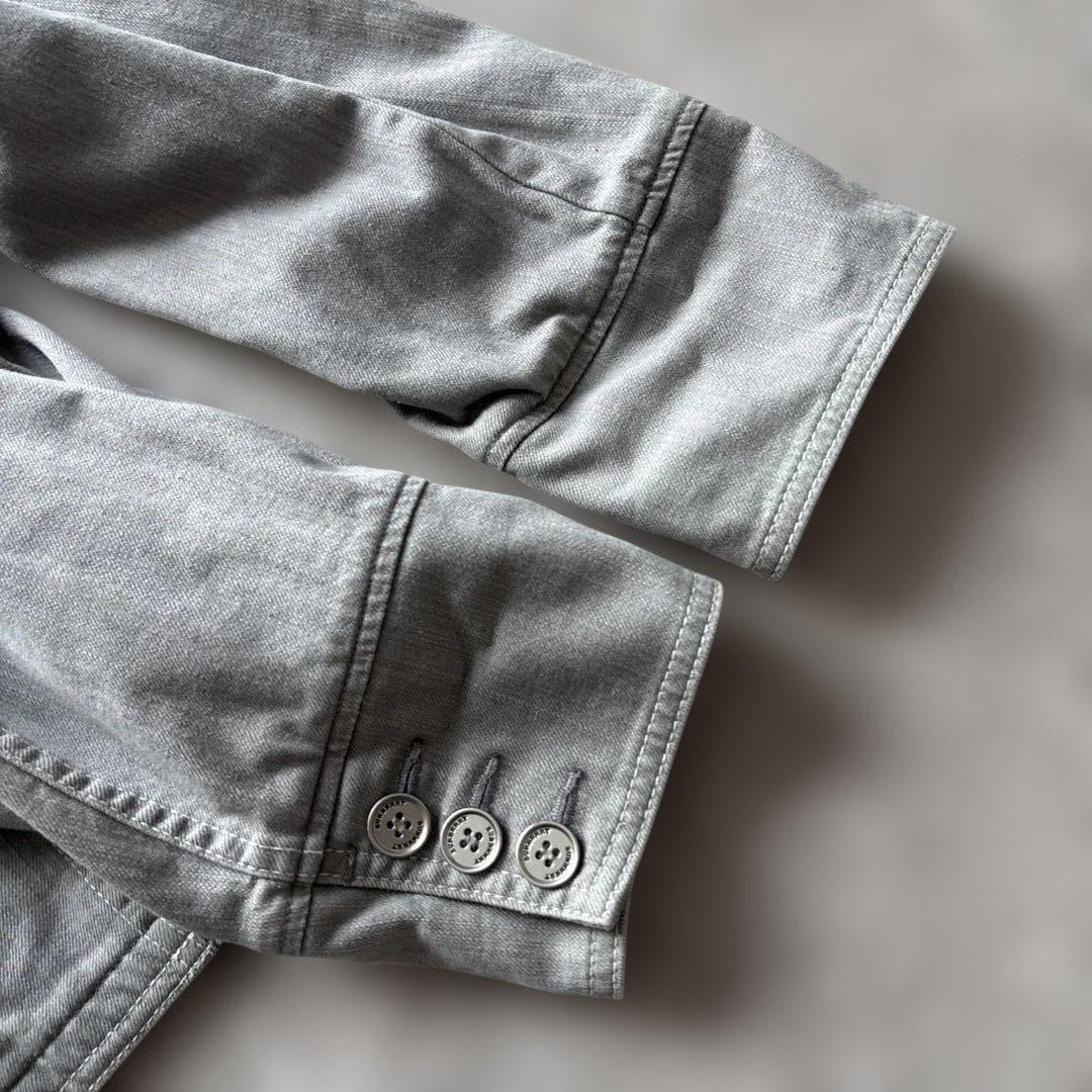 rinrinバーバリーロンドン　デニムジャケット4L 灰　ストレッチ　銀B