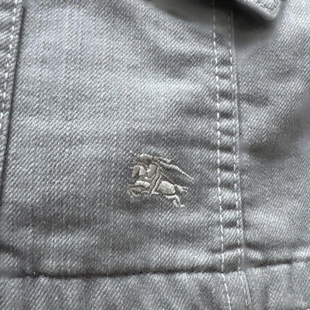rinrinバーバリーロンドン　デニムジャケット4L 灰　ストレッチ　銀B