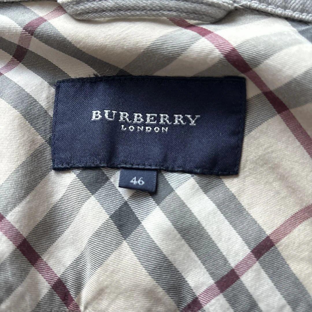 rinrinバーバリーロンドン　デニムジャケット4L 灰　ストレッチ　銀B