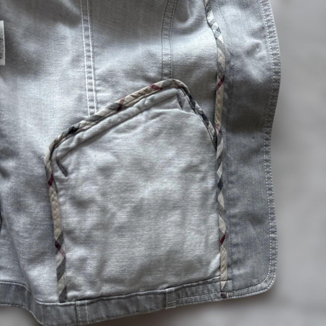 rinrinバーバリーロンドン　デニムジャケット4L 灰　ストレッチ　銀B