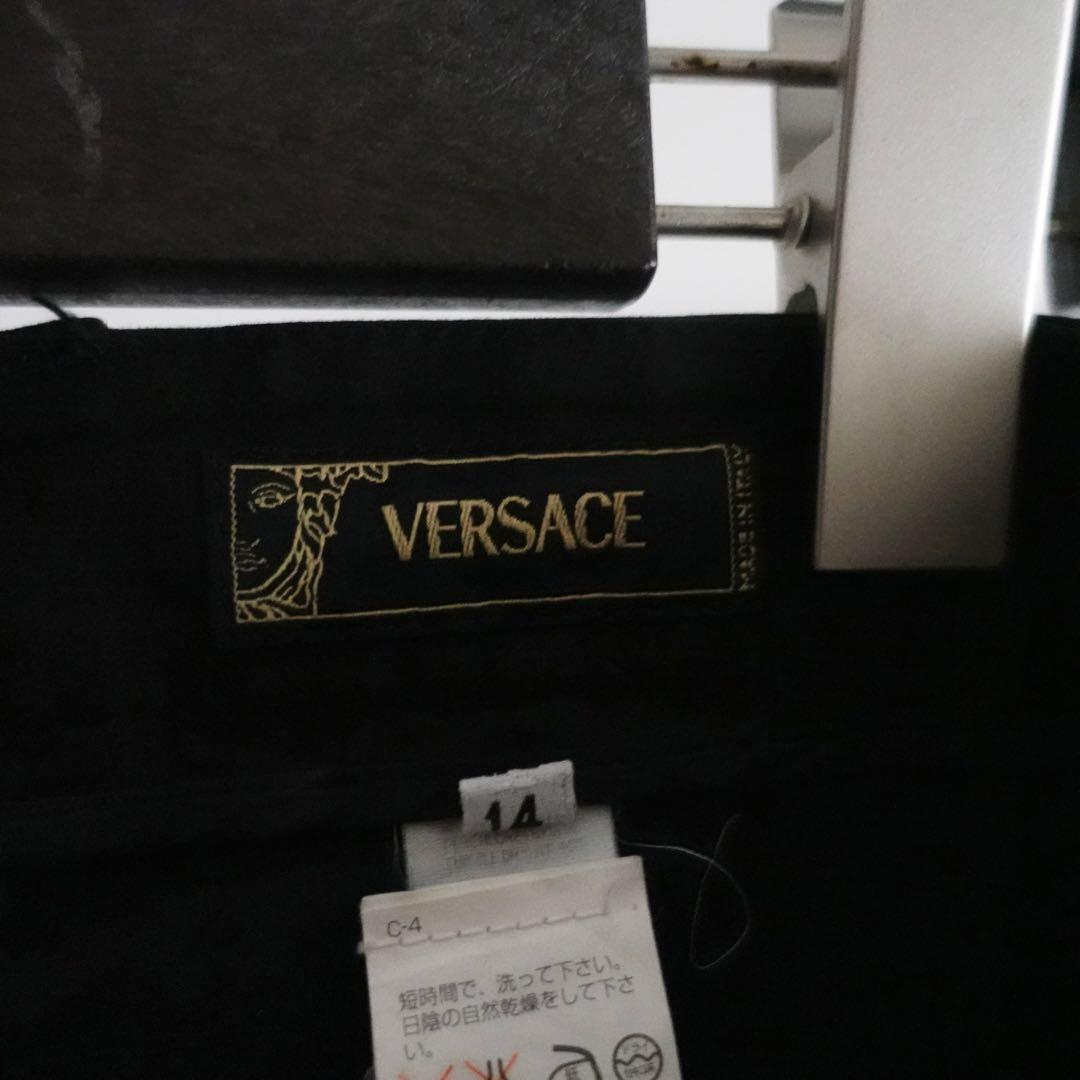 1990s VERSACE ライトモールスキン　ワイドトラウザーズ　ブラック