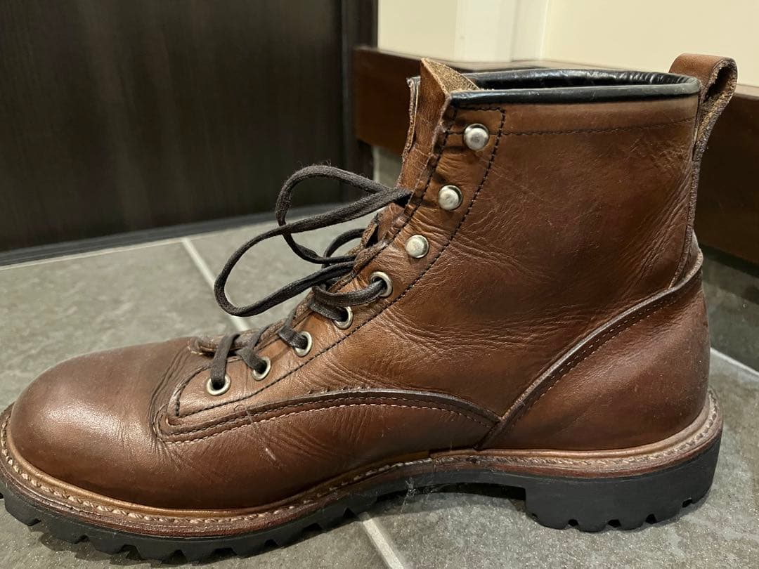 ブラウン レザー ワークブーツ ハイカット