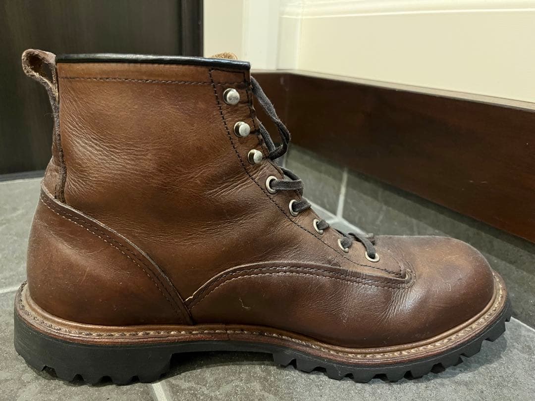 ブラウン レザー ワークブーツ ハイカット
