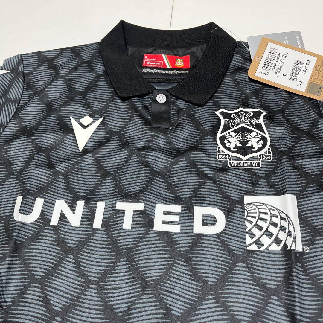 macron レクサム 長袖ユニフォーム Sサイズ 黒 アウェイ