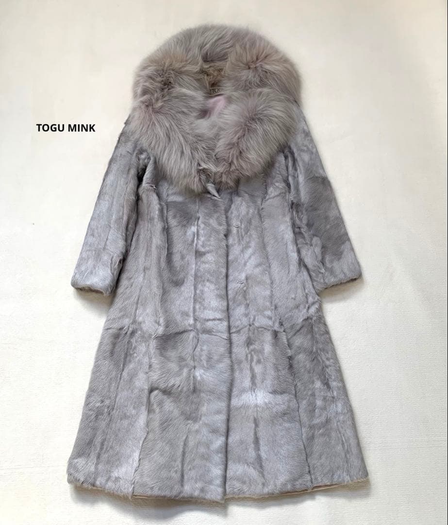 TOGU TOHO MINK ミンク　ロング　コート　ファー　フード　グレー