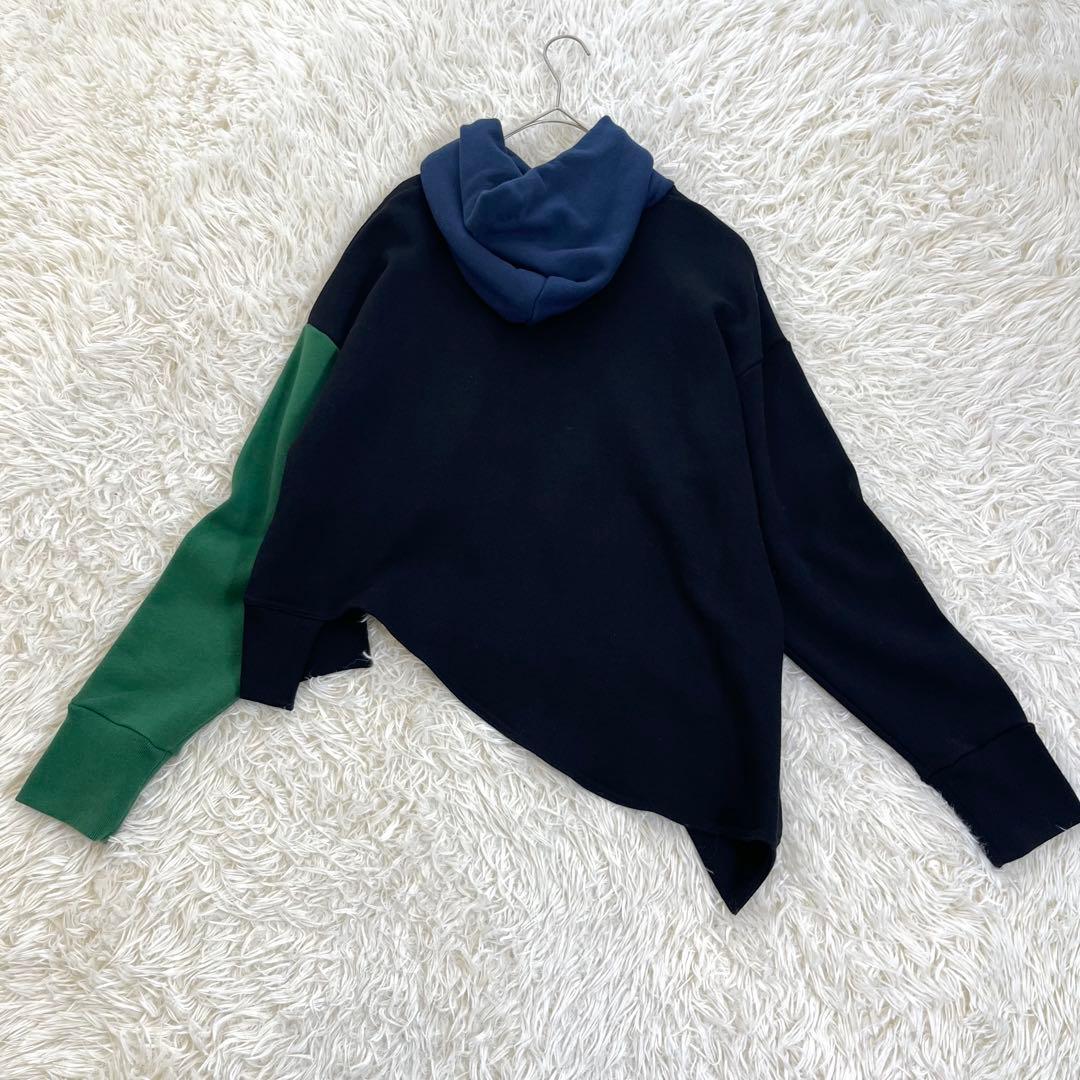 アンスリード UN3D ヘムカットショートフーディー アシメ パーカー 黒