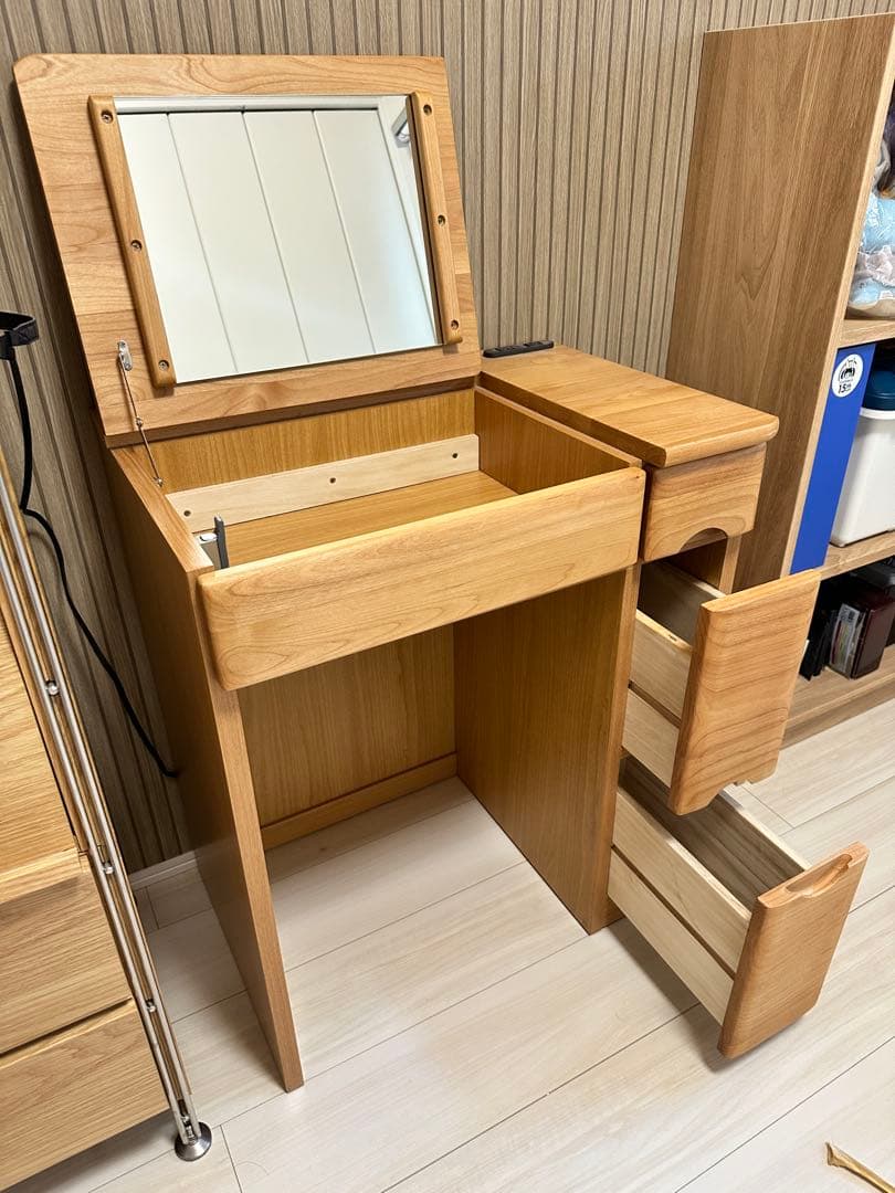ドレッサー RCL-DS60 チェア付き 鏡台 アルダー材 ナチュラル