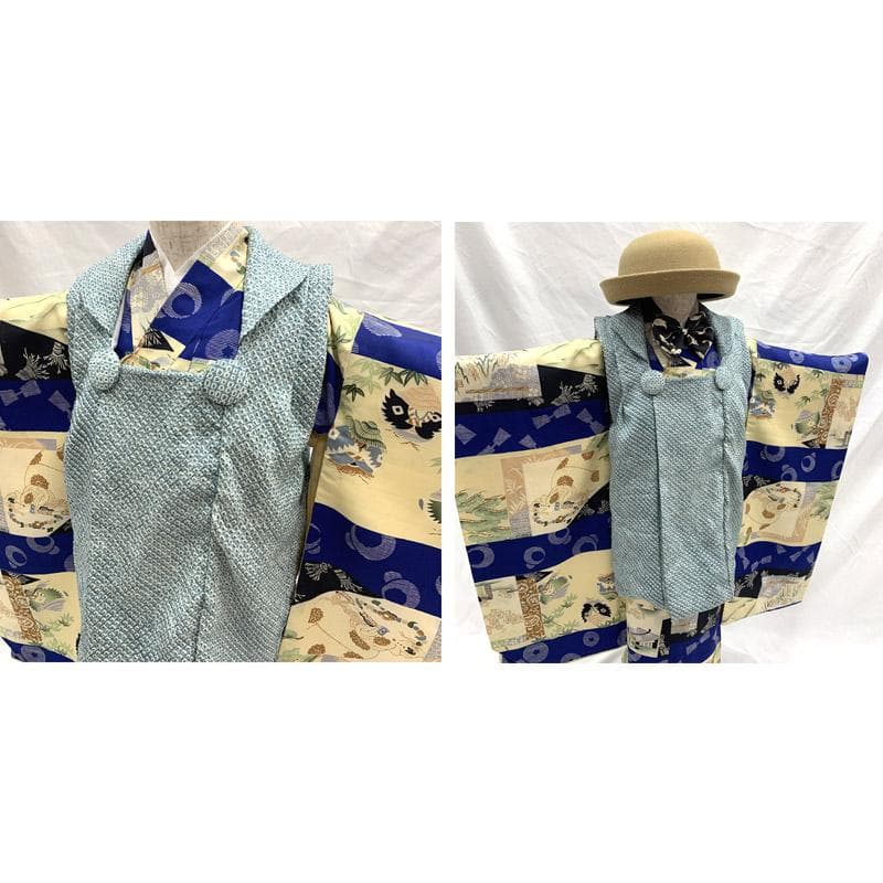 505ab56■七五三 三歳 男児 アンティーク着物&総絞り被布■状態良好