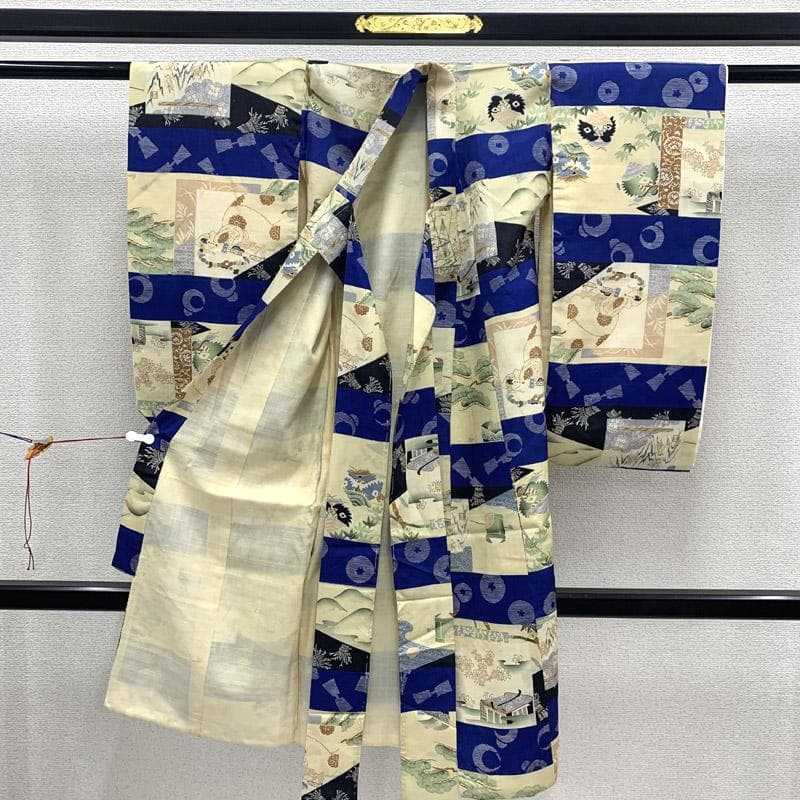 505ab56■七五三 三歳 男児 アンティーク着物&総絞り被布■状態良好