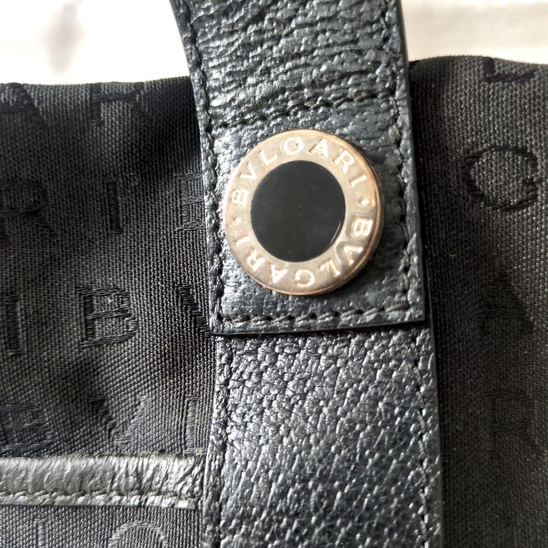 ブラックキャンバス　レザーブルガリロゴマニアトートバッグ黒 トートバッグ