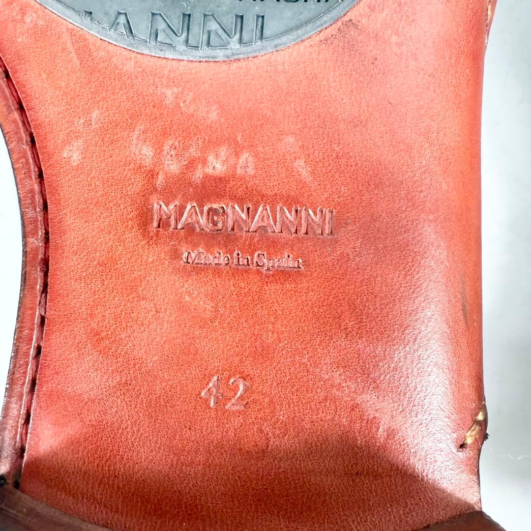 【美品】MAGNANNI マグナーニ　ホールカット（42）オパンケ製法　革靴　黒