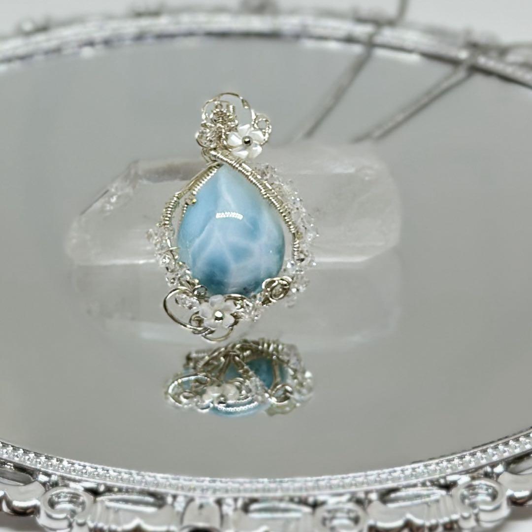 カリブ海の宝物✴︎ラリマーとクリスタルのワイヤージュエリー