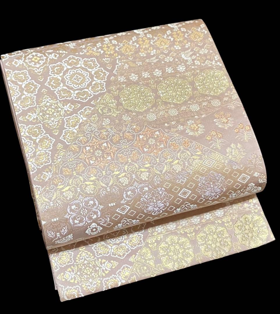 箔屋清兵衛 陰山織物 袋帯 六通柄 正絹 華文 美品 イ6503