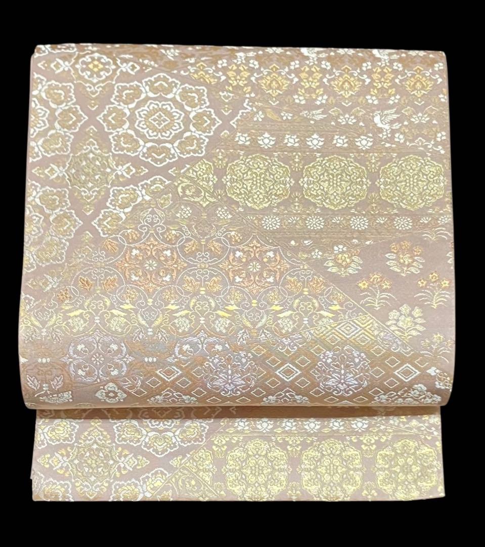 箔屋清兵衛 陰山織物 袋帯 六通柄 正絹 華文 美品 イ6503